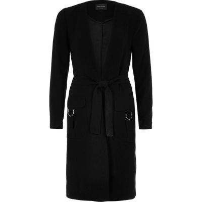 Black belted duster coat
